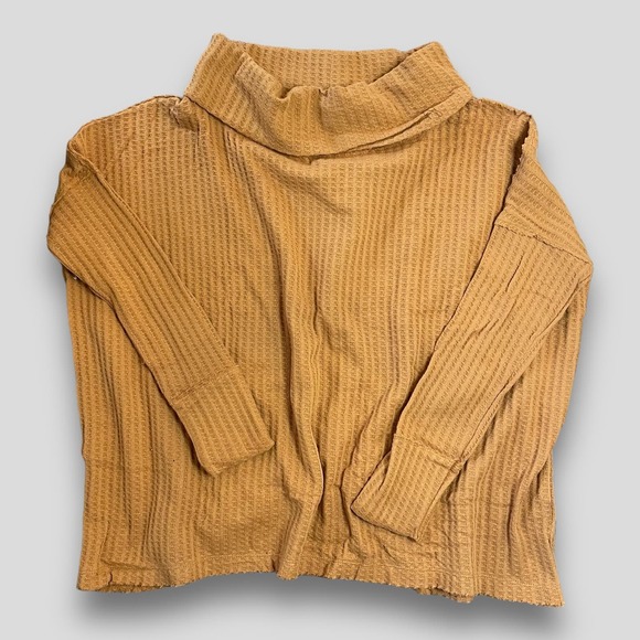 FREE PEOPLE NEW JUICY LONG SLEEVE WAFFLE KNIT OVERSIZED THERMAL CANYON MOON - Picture 6 of 14